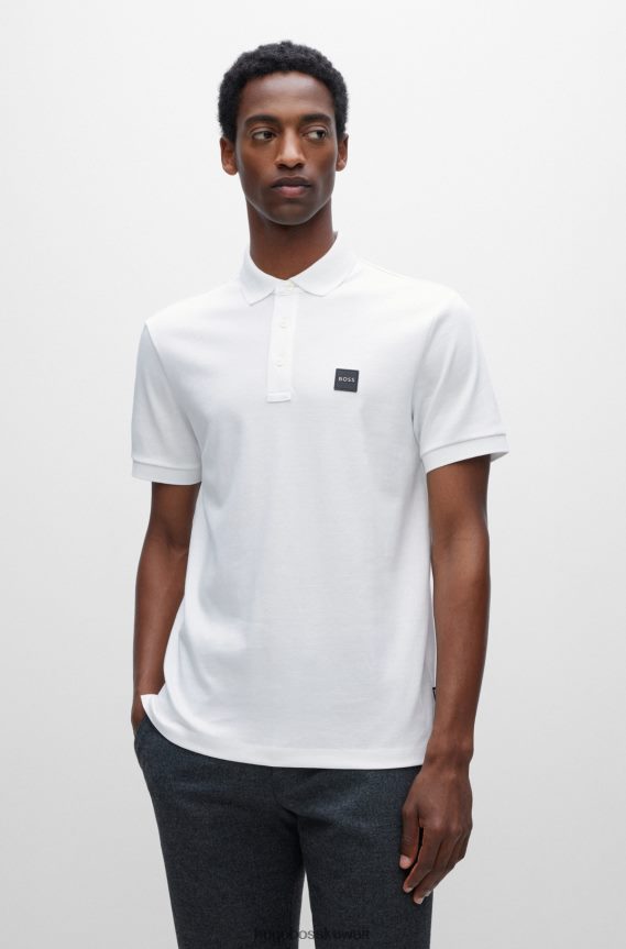 4TFNJN1507 أبيض Hugo Boss قميص بولو من القطن العضوي باللون الأبيض من Hugo مع شارة الشعار