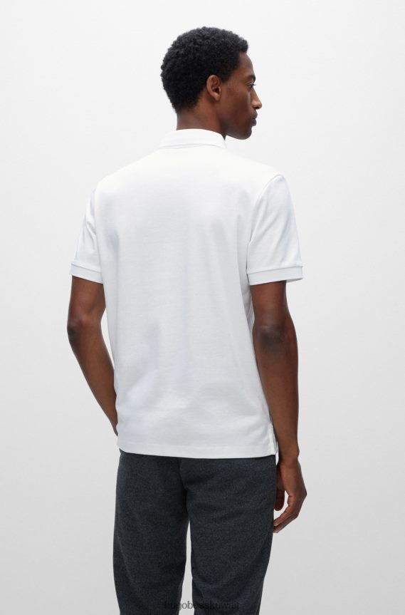 4TFNJN1507 أبيض Hugo Boss قميص بولو من القطن العضوي باللون الأبيض من Hugo مع شارة الشعار