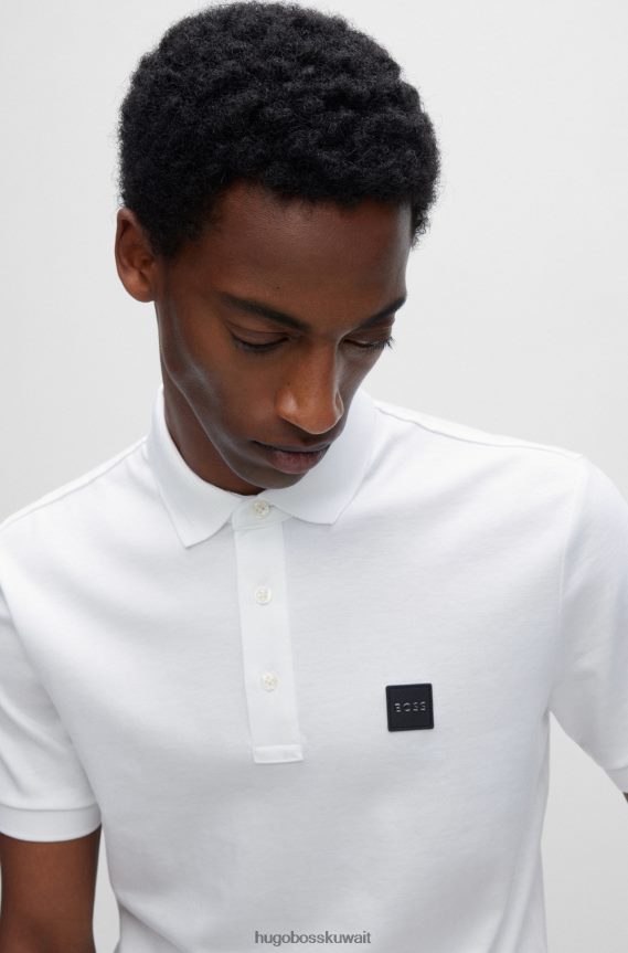 4TFNJN1507 أبيض Hugo Boss قميص بولو من القطن العضوي باللون الأبيض من Hugo مع شارة الشعار