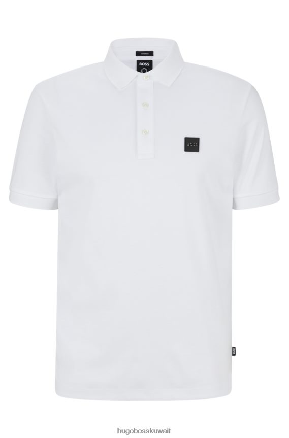 4TFNJN1507 أبيض Hugo Boss قميص بولو من القطن العضوي باللون الأبيض من Hugo مع شارة الشعار
