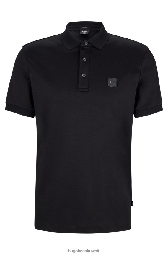 4TFNJN1508 أسود Hugo Boss قميص بولو من القطن العضوي من Hugo مع شارة الشعار باللون الأسود
