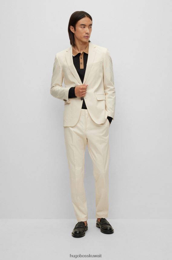 4TFNJN1509 أبيض Hugo Boss بدلة ضيقة مكونة من قطعتين من قطن هوغو الأبيض المطاطي