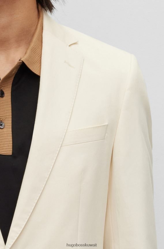 4TFNJN1509 أبيض Hugo Boss بدلة ضيقة مكونة من قطعتين من قطن هوغو الأبيض المطاطي