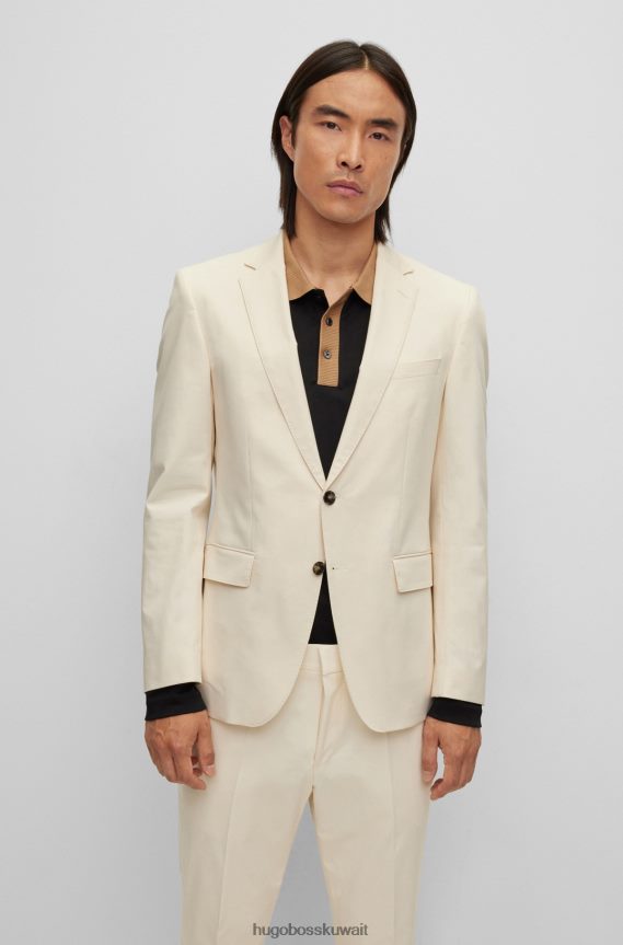 4TFNJN1509 أبيض Hugo Boss بدلة ضيقة مكونة من قطعتين من قطن هوغو الأبيض المطاطي
