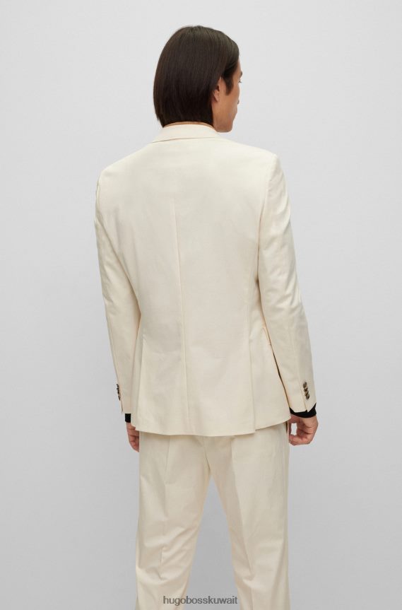 4TFNJN1509 أبيض Hugo Boss بدلة ضيقة مكونة من قطعتين من قطن هوغو الأبيض المطاطي