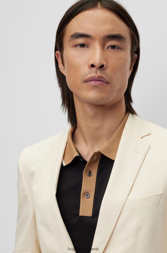 4TFNJN1509 أبيض Hugo Boss بدلة ضيقة مكونة من قطعتين من قطن هوغو الأبيض المطاطي