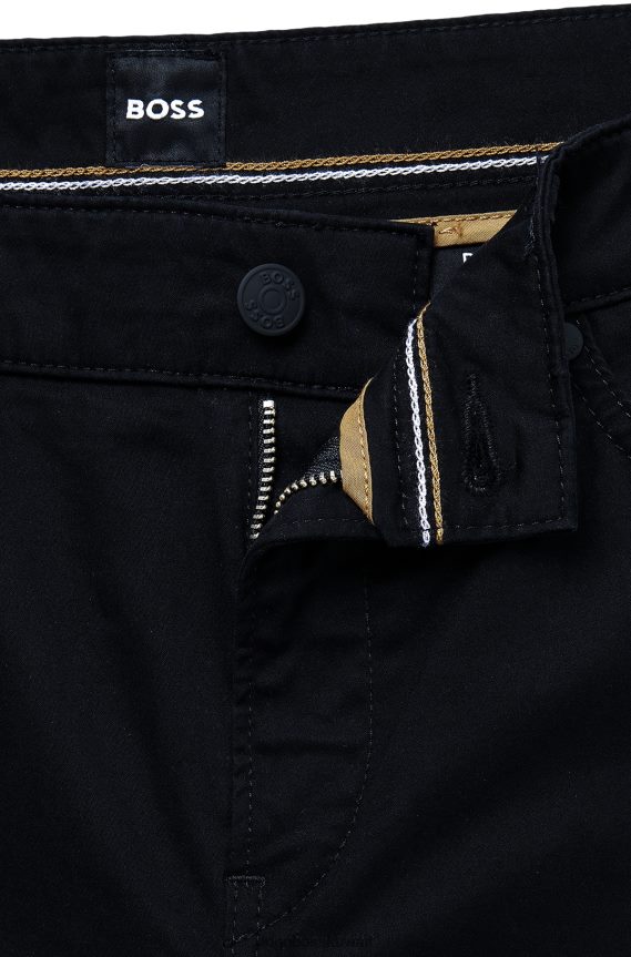4TFNJN1513 أسود Hugo Boss جينز هوغو أسود ضيق من قماش الدنيم الممشط