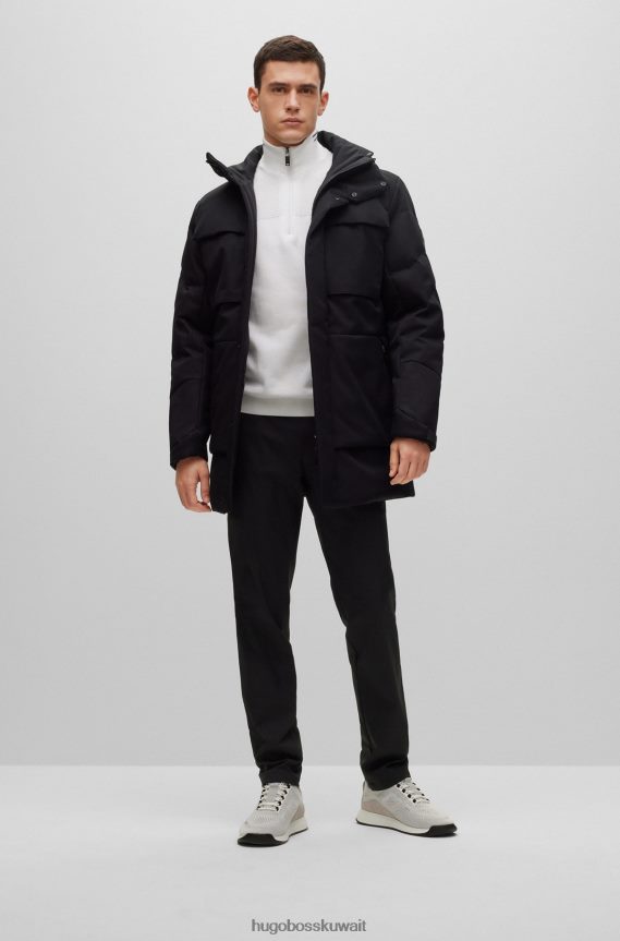 4TFNJN1522 أبيض Hugo Boss سترة بيضاء من القطن العضوي برقبة بسحاب مع شعار هوغو مطبوع