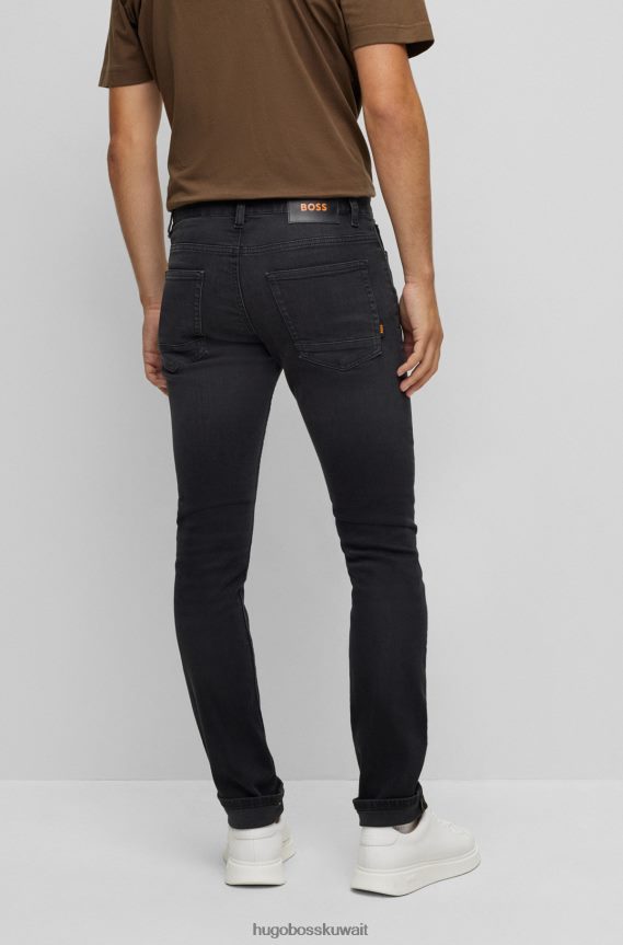 4TFNJN1533 أسود Hugo Boss بنطال جينز ضيق من قماش الدنيم الرمادي فائق التمدد باللون الأسود