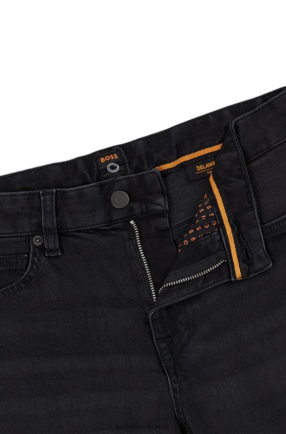 4TFNJN1533 أسود Hugo Boss بنطال جينز ضيق من قماش الدنيم الرمادي فائق التمدد باللون الأسود