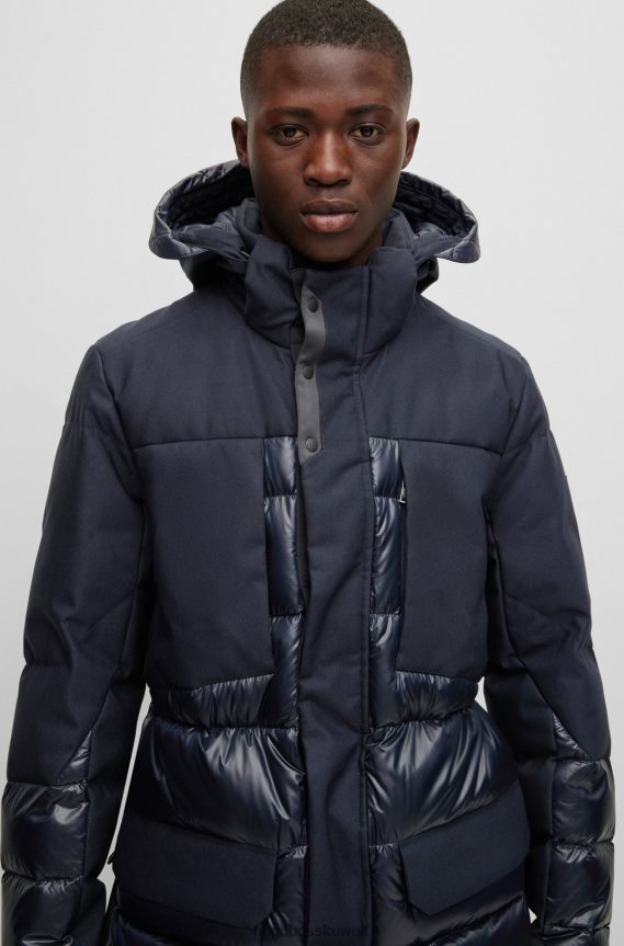 4TFNJN1536 أزرق غامق Hugo Boss سترة هوغو هجينة باللون الأزرق الداكن مع غطاء رأس قابل للفصل