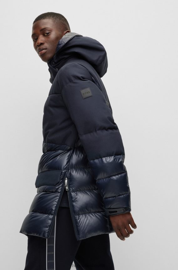 4TFNJN1536 أزرق غامق Hugo Boss سترة هوغو هجينة باللون الأزرق الداكن مع غطاء رأس قابل للفصل