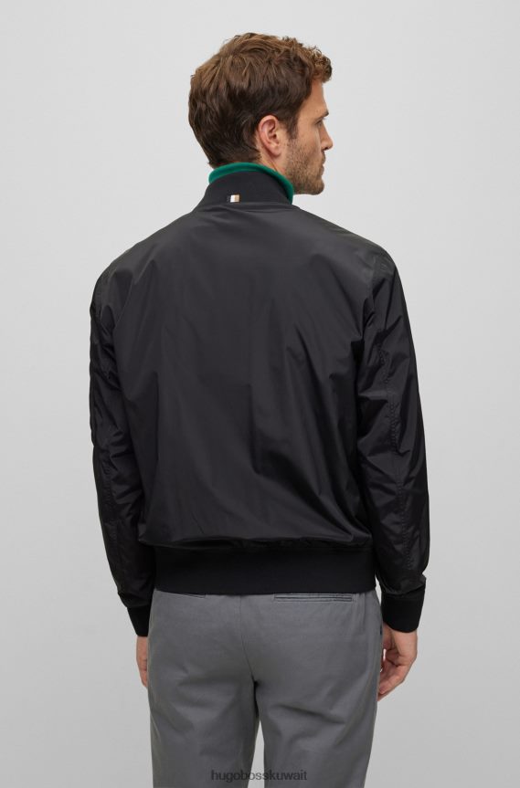 4TFNJN1537 أسود Hugo Boss سترة بومبر سوداء عادية من Hugo مصنوعة من مواد معاد تدويرها