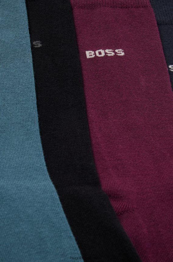 4TFNJN1539 منقوشة Hugo Boss حزمة من أربعة جوارب من مزيج القطن المنقوش