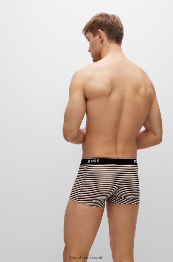 4TFNJN1540 منقوشة Hugo Boss حزمة من ثلاثة سراويل داخلية من القطن المطاطي منقوشة مع أحزمة خصر تحمل شعار Hugo