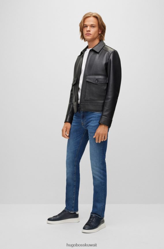 4TFNJN1541 أزرق غامق Hugo Boss جينز بقصة عادية من قماش الدنيم المريح والمطاط باللون الأزرق الداكن