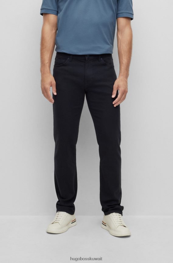 4TFNJN1544 أزرق غامق Hugo Boss جينز هوغو ذو قصة عادية من قماش الدنيم المطاطي ذو البنية الدقيقة باللون الأزرق الداكن