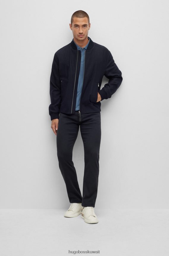 4TFNJN1544 أزرق غامق Hugo Boss جينز هوغو ذو قصة عادية من قماش الدنيم المطاطي ذو البنية الدقيقة باللون الأزرق الداكن