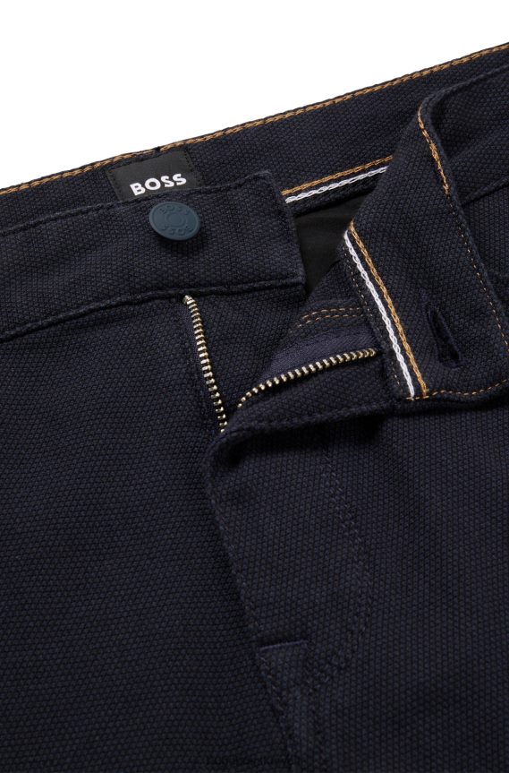 4TFNJN1544 أزرق غامق Hugo Boss جينز هوغو ذو قصة عادية من قماش الدنيم المطاطي ذو البنية الدقيقة باللون الأزرق الداكن