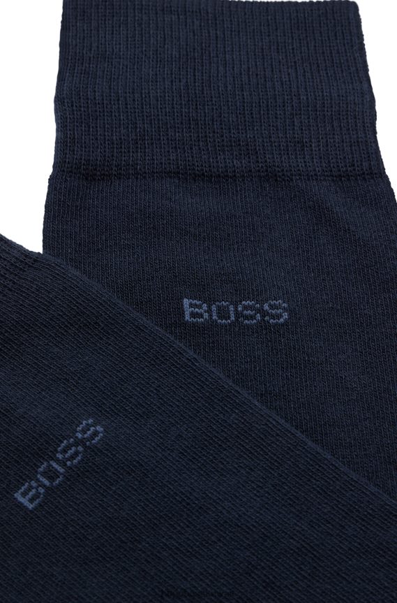 4TFNJN1545 أزرق غامق Hugo Boss حزمة من قطعتين من الجوارب ذات الطول العادي من القماش المطاطي باللون الأزرق الداكن