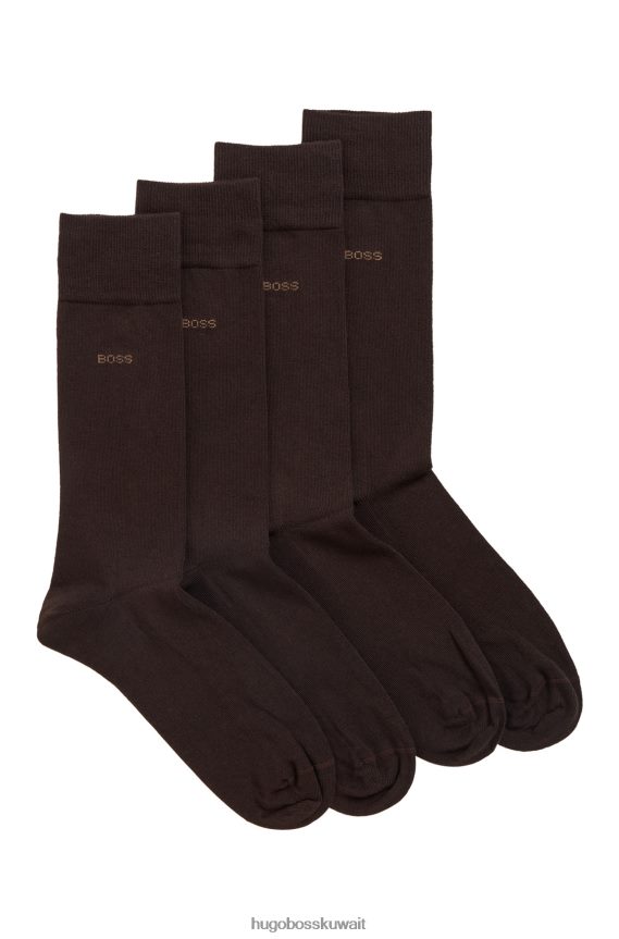 4TFNJN1547 بني غامق Hugo Boss حزمة من قطعتين من الجوارب ذات الطول العادي من القماش المطاطي هوغو باللون البني الداكن
