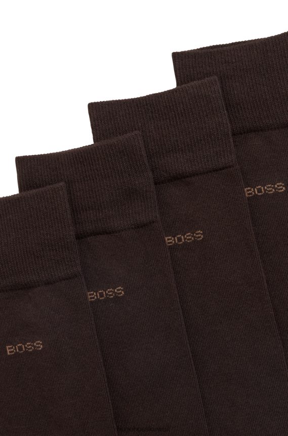 4TFNJN1547 بني غامق Hugo Boss حزمة من قطعتين من الجوارب ذات الطول العادي من القماش المطاطي هوغو باللون البني الداكن