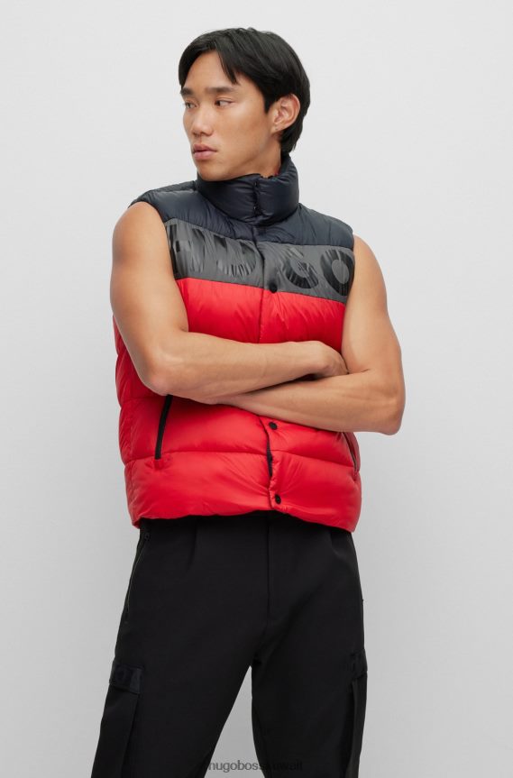 4TFNJN1552 أحمر Hugo Boss جيليه منتفخ باللون الأحمر مع شعار Hugo الجريء