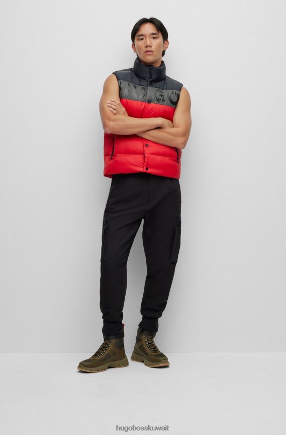 4TFNJN1552 أحمر Hugo Boss جيليه منتفخ باللون الأحمر مع شعار Hugo الجريء
