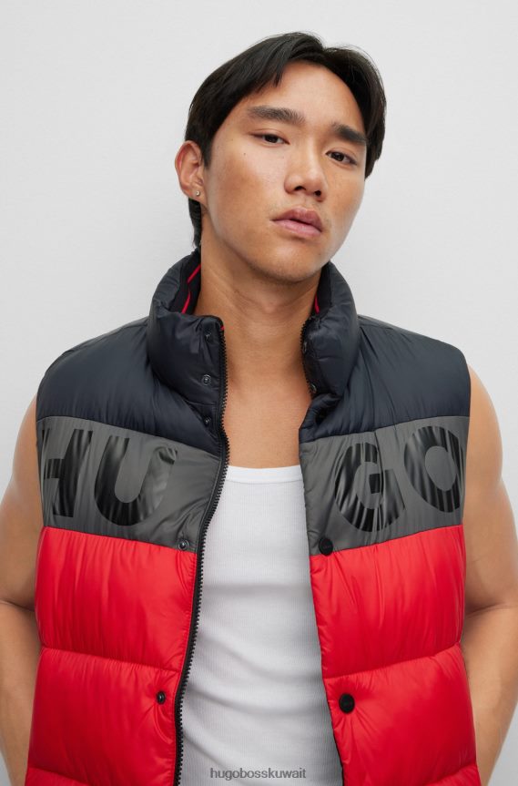 4TFNJN1552 أحمر Hugo Boss جيليه منتفخ باللون الأحمر مع شعار Hugo الجريء