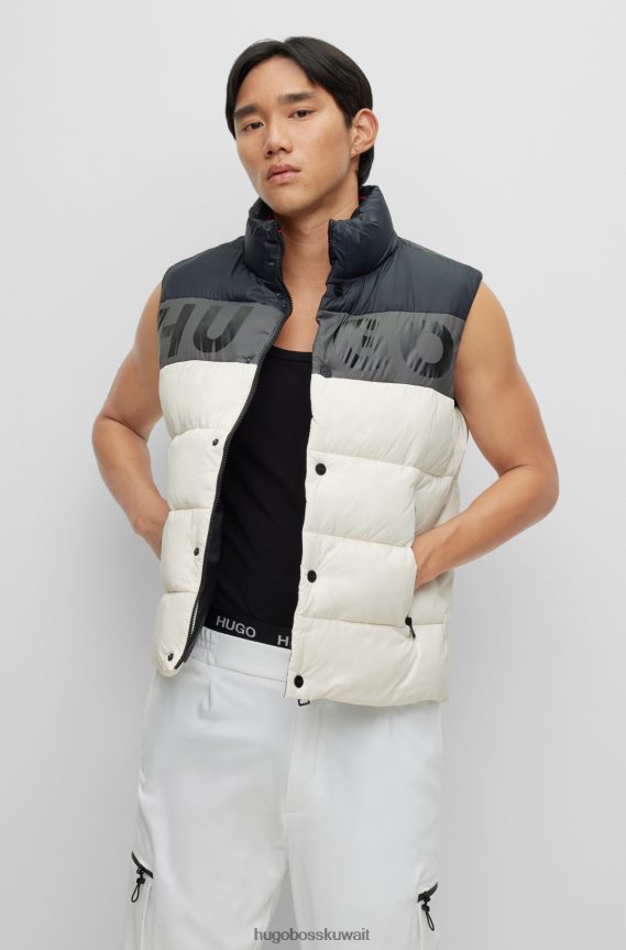 4TFNJN1553 أبيض Hugo Boss جيليه منتفخ ملون مع شعار جريء باللون الأبيض
