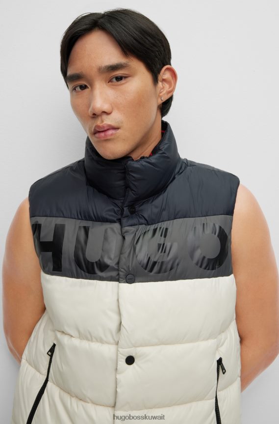 4TFNJN1553 أبيض Hugo Boss جيليه منتفخ ملون مع شعار جريء باللون الأبيض