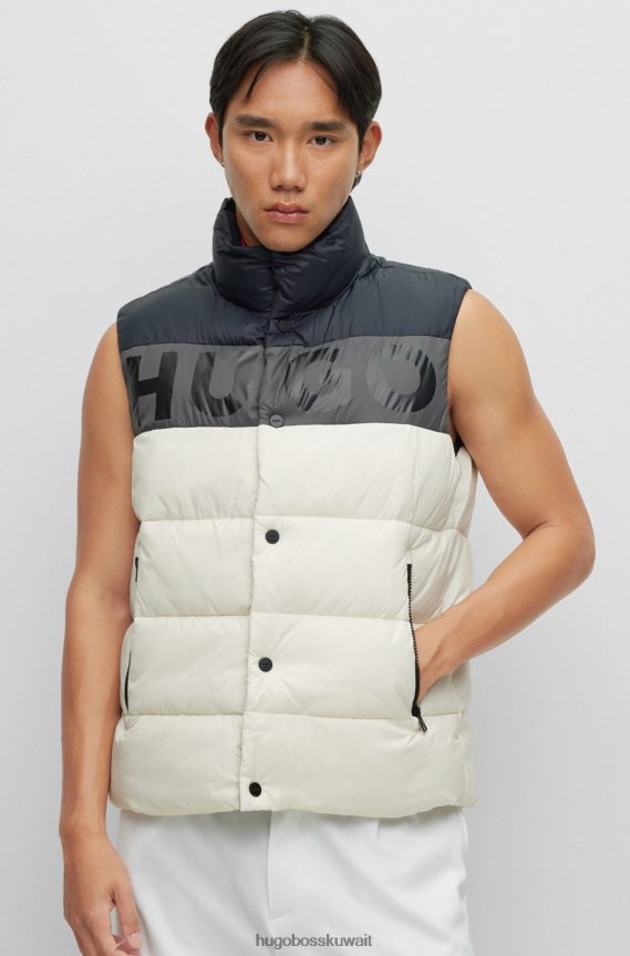 4TFNJN1553 أبيض Hugo Boss جيليه منتفخ ملون مع شعار جريء باللون الأبيض