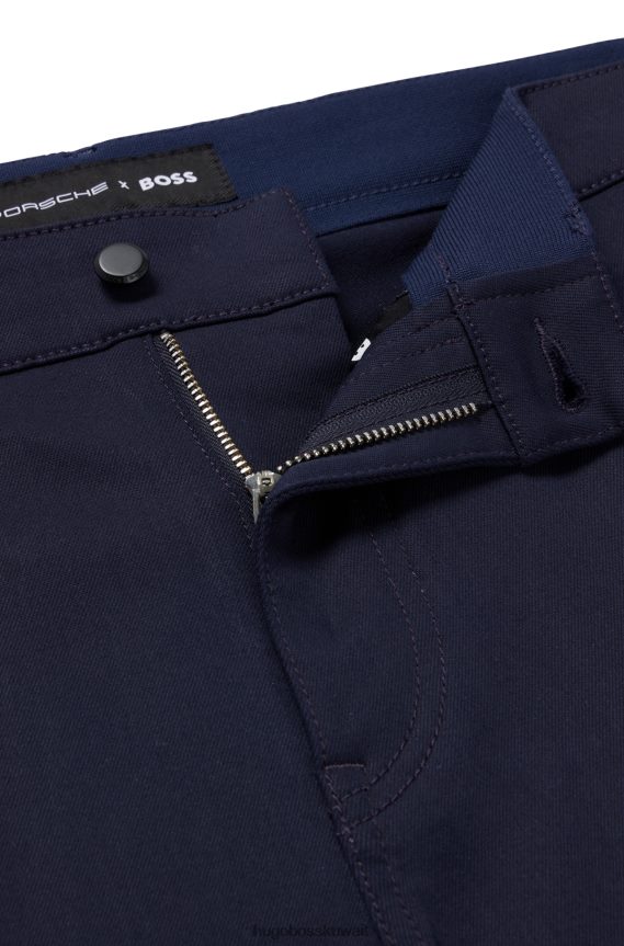 4TFNJN1554 أزرق غامق Hugo Boss بنطلون جينز بورش إكس مدبب من قماش الدنيم المطاطي باللون الأزرق