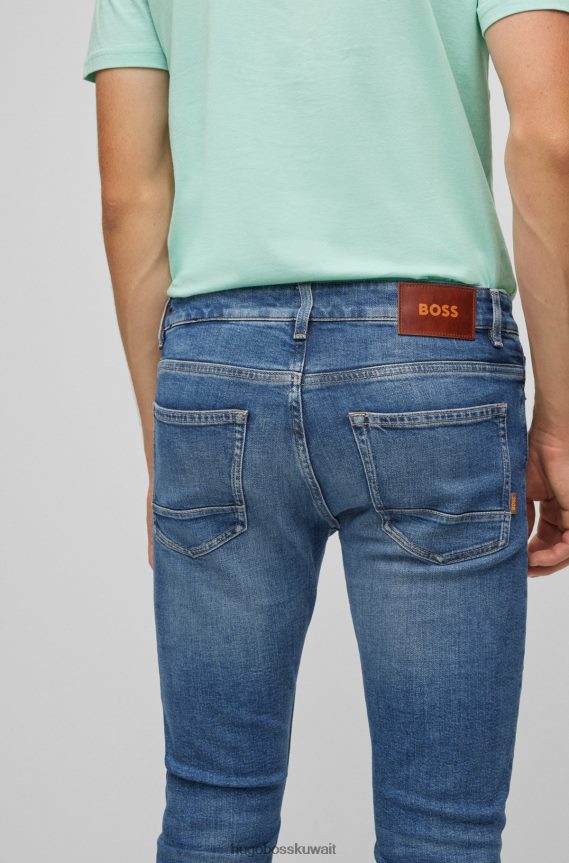 4TFNJN1555 أزرق Hugo Boss بنطلون جينز هوغو أزرق بقصة ضيقة من قماش الدنيم المريح المطاطي باللون الأزرق الداكن