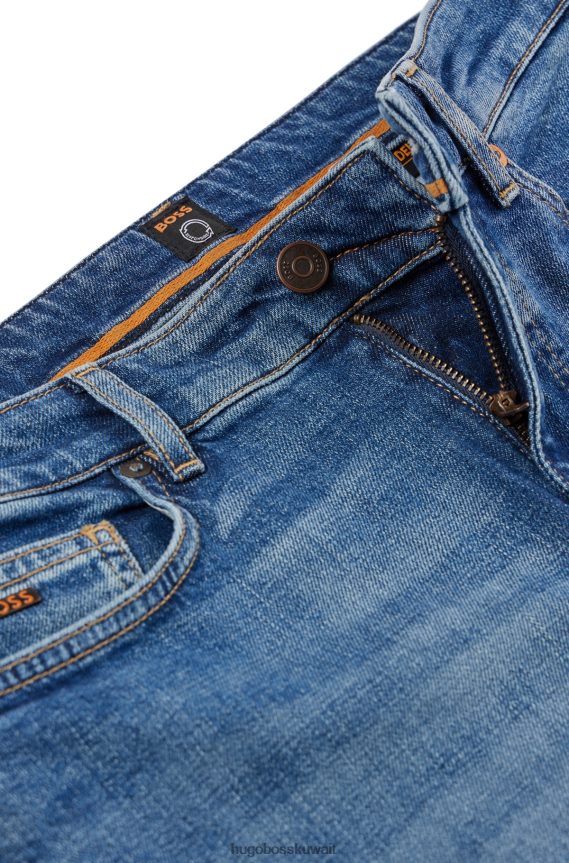 4TFNJN1555 أزرق Hugo Boss بنطلون جينز هوغو أزرق بقصة ضيقة من قماش الدنيم المريح المطاطي باللون الأزرق الداكن