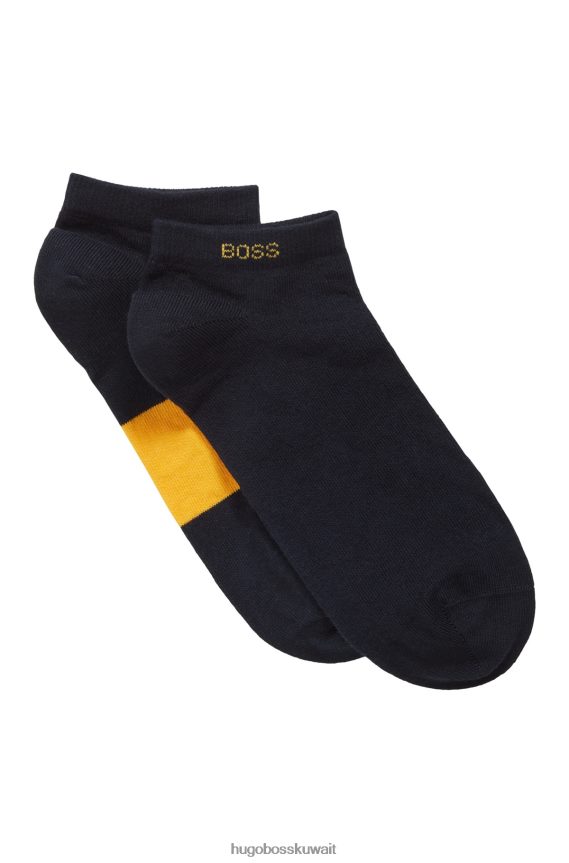 4TFNJN1556 أزرق غامق Hugo Boss Hugo حزمة من اثنين من جوارب الكاحل من مزيج القطن باللون الأزرق الداكن