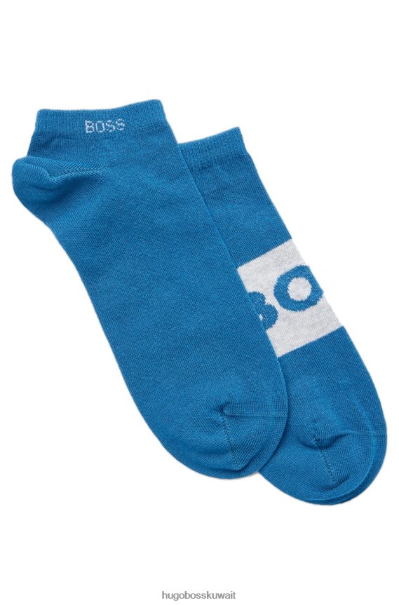 4TFNJN1557 أزرق فاتح Hugo Boss Hugo حزمة من اثنين من جوارب الكاحل من مزيج القطن باللون الأزرق الفاتح