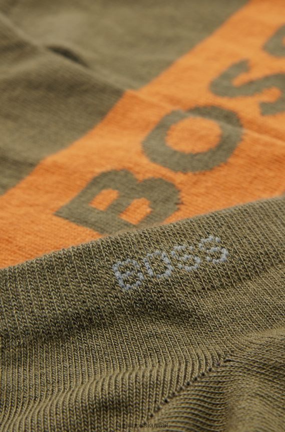 4TFNJN1559 اخضر فاتح Hugo Boss حزمة من اثنين من جوارب الكاحل باللون الأخضر الفاتح مصنوعة من مزيج القطن