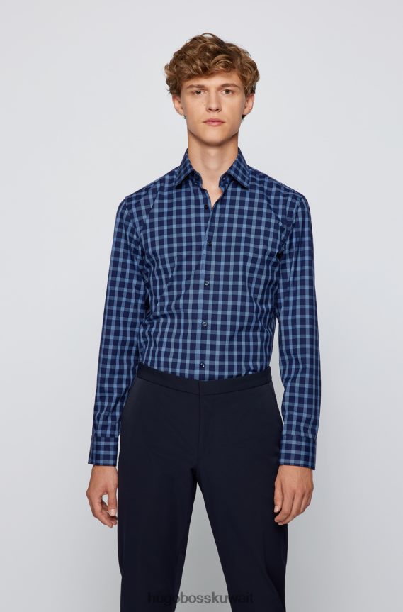 4TFNJN155 الفيروز / البحرية Hugo Boss قميص الحافلة h-hank 50459544 باللون الفيروزي