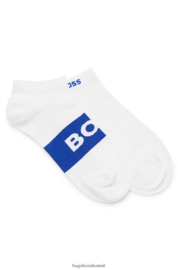 4TFNJN1560 أبيض Hugo Boss حزمة من اثنين من الجوارب للكاحل من مزيج القطن باللون الأبيض
