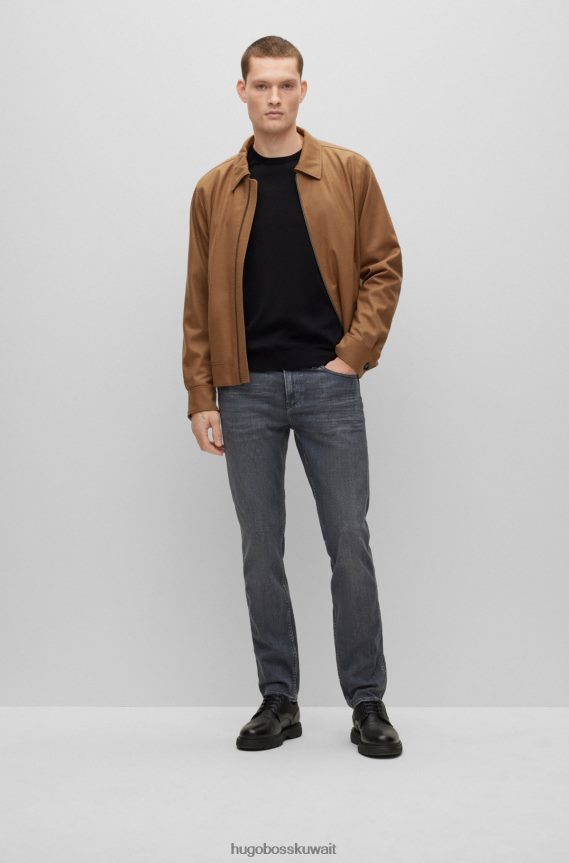 4TFNJN1565 رمادي Hugo Boss بنطال جينز رمادي بقصة ضيقة من قماش الدنيم الإيطالي فائق النعومة باللون الأزرق