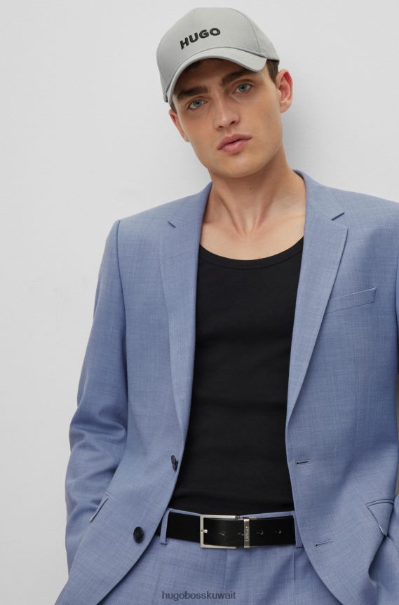 4TFNJN1566 أزرق Hugo Boss بدلة ضيقة مصنوعة من قماش هيغو الأزرق المطاطي ذو الأنماط الدقيقة