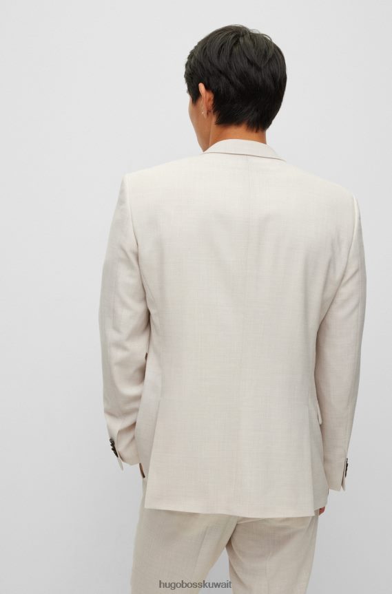 4TFNJN1567 البيج الفاتح Hugo Boss بدلة Hugo ذات اللون البيج الفاتح بقصة ضيقة مصنوعة من قماش مطاطي عالي الأداء
