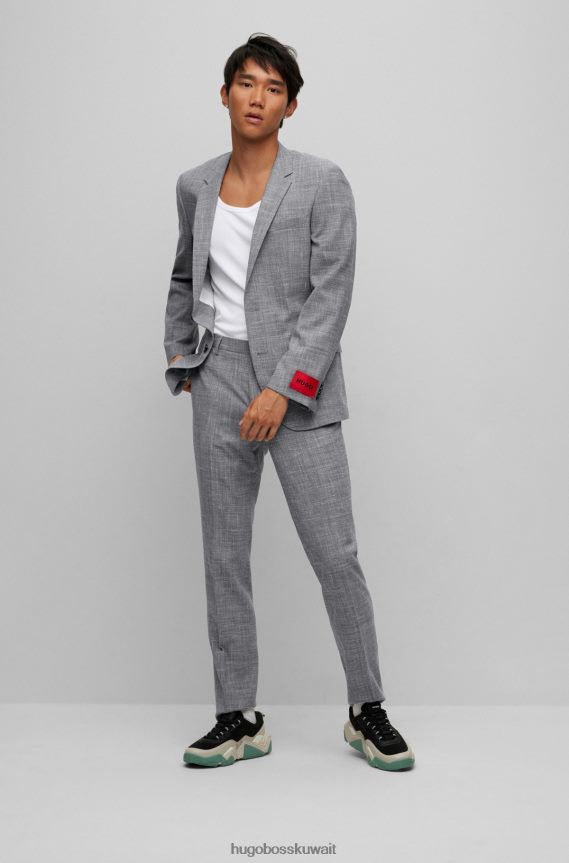 4TFNJN1568 رمادي Hugo Boss بدلة Hugo باللون الرمادي النحيف مصنوعة من قماش مطاطي عالي الأداء