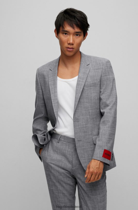 4TFNJN1568 رمادي Hugo Boss بدلة Hugo باللون الرمادي النحيف مصنوعة من قماش مطاطي عالي الأداء