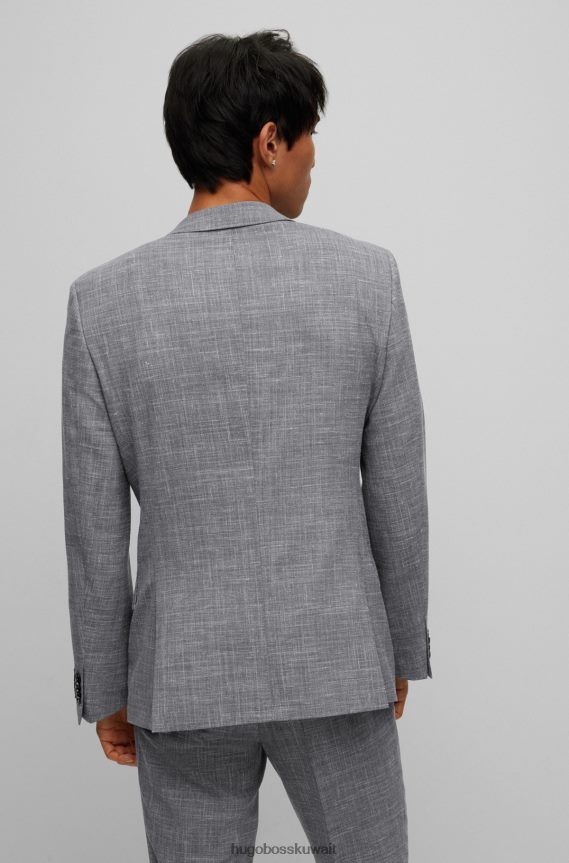 4TFNJN1568 رمادي Hugo Boss بدلة Hugo باللون الرمادي النحيف مصنوعة من قماش مطاطي عالي الأداء