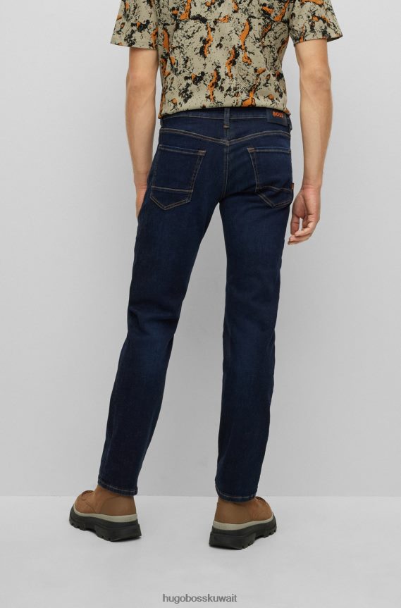 4TFNJN1571 أزرق غامق Hugo Boss جينز أزرق داكن بقصة عادية من قماش الدنيم الأزرق فائق التمدد