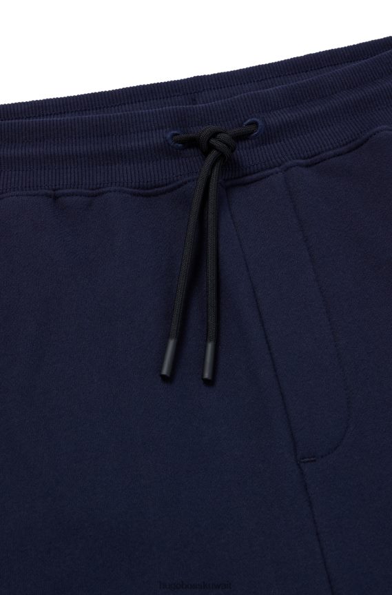 4TFNJN1572 أزرق غامق Hugo Boss قيعان رياضية من القطن العضوي مع شريط شعار هوغو باللون الأزرق الداكن
