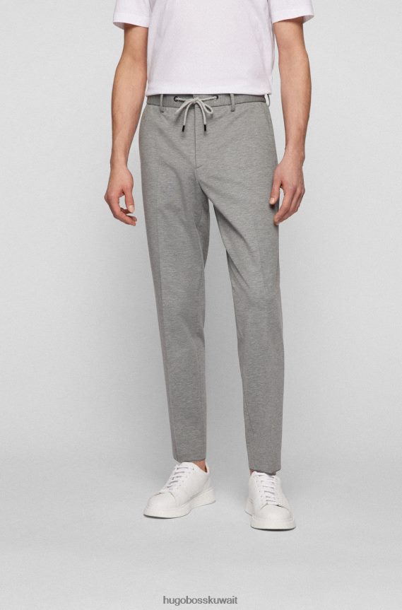 4TFNJN1576 رمادي Hugo Boss بنطال بقصة ضيقة مصنوع من الجيرسي المطاطي باللون الرمادي من هوغو