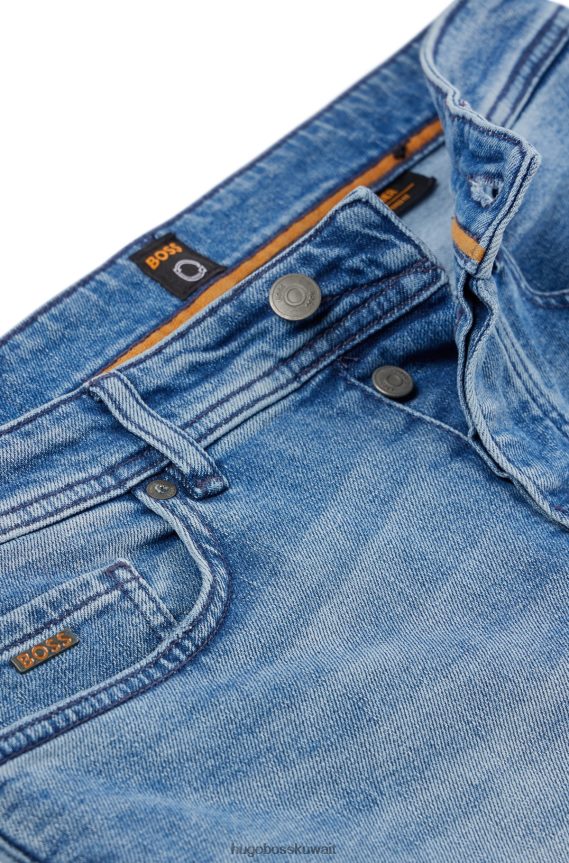 4TFNJN1579 أزرق Hugo Boss جينز هوغو أزرق مدبب من قماش الدنيم الأزرق المريح